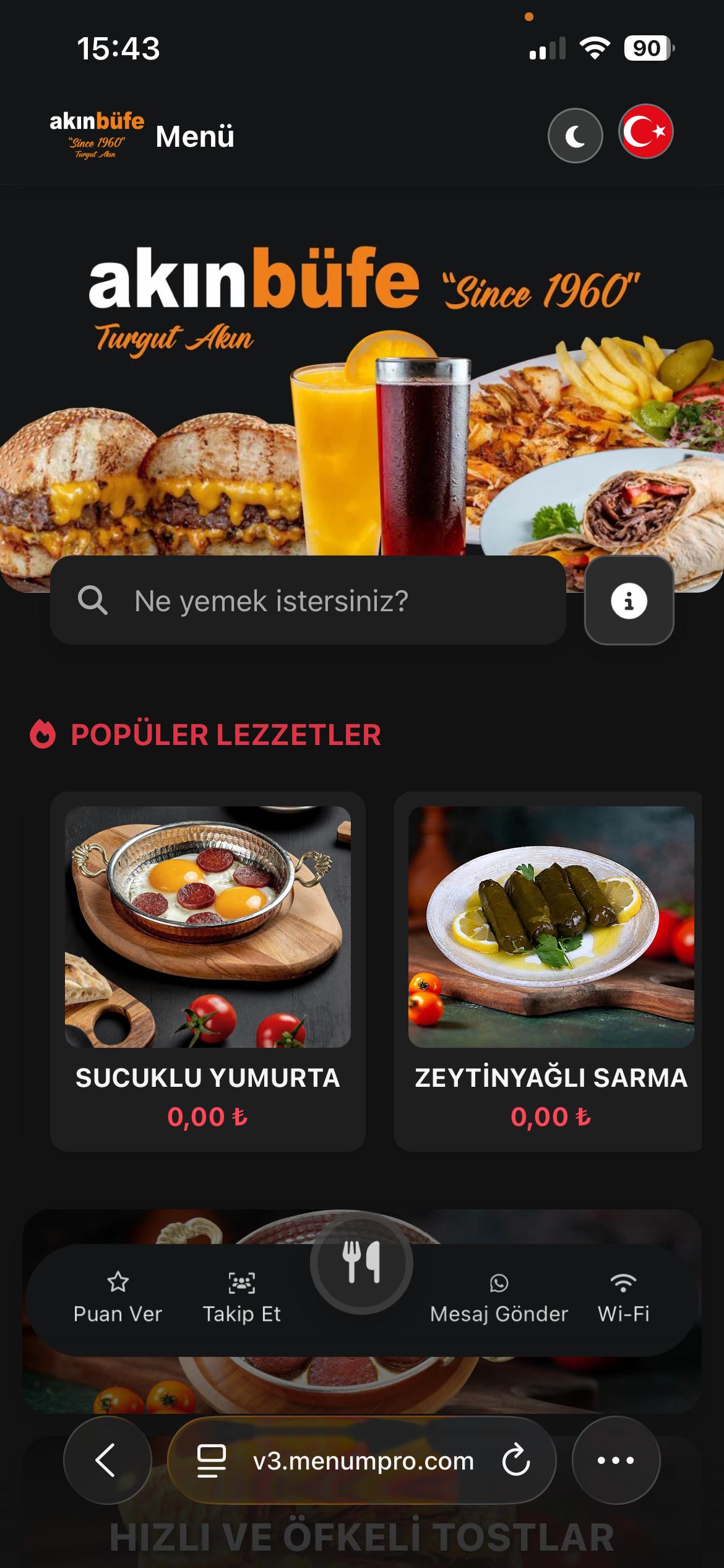 AKIN BÜFE Dijital QR Menü Tasarımı ve Örneği