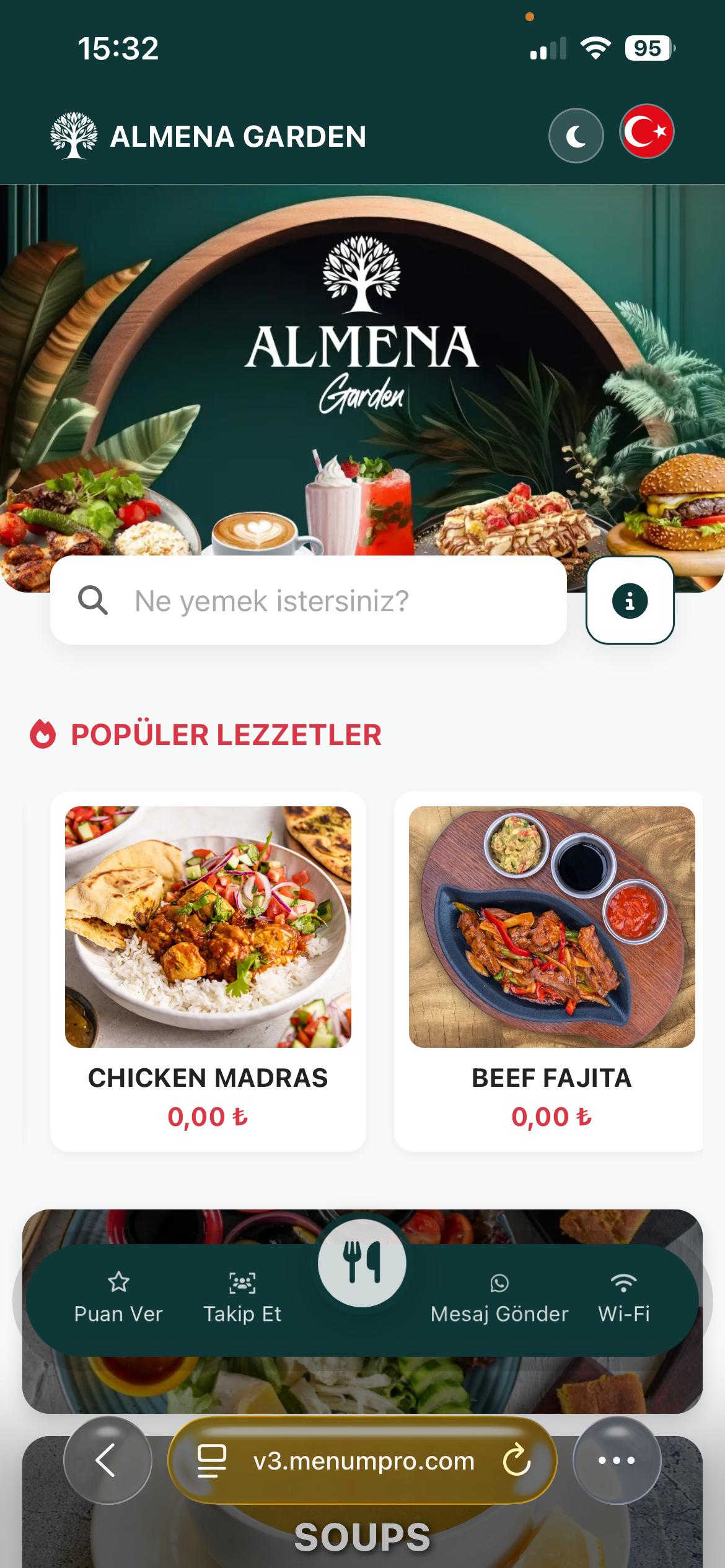 ALMENA GARDEN Dijital QR Menü Tasarımı ve Örneği