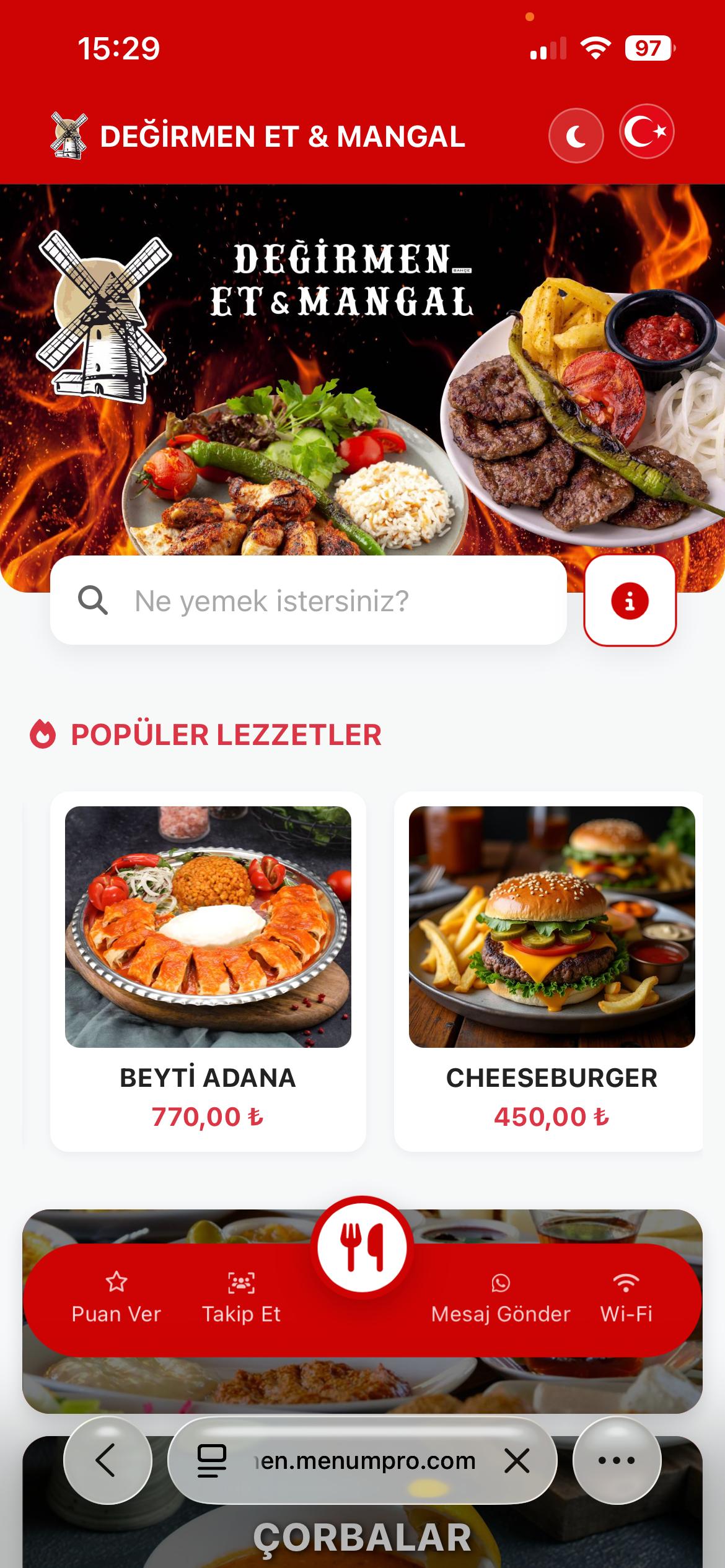 DEĞİRMEN ET Dijital QR Menü Tasarımı ve Örneği