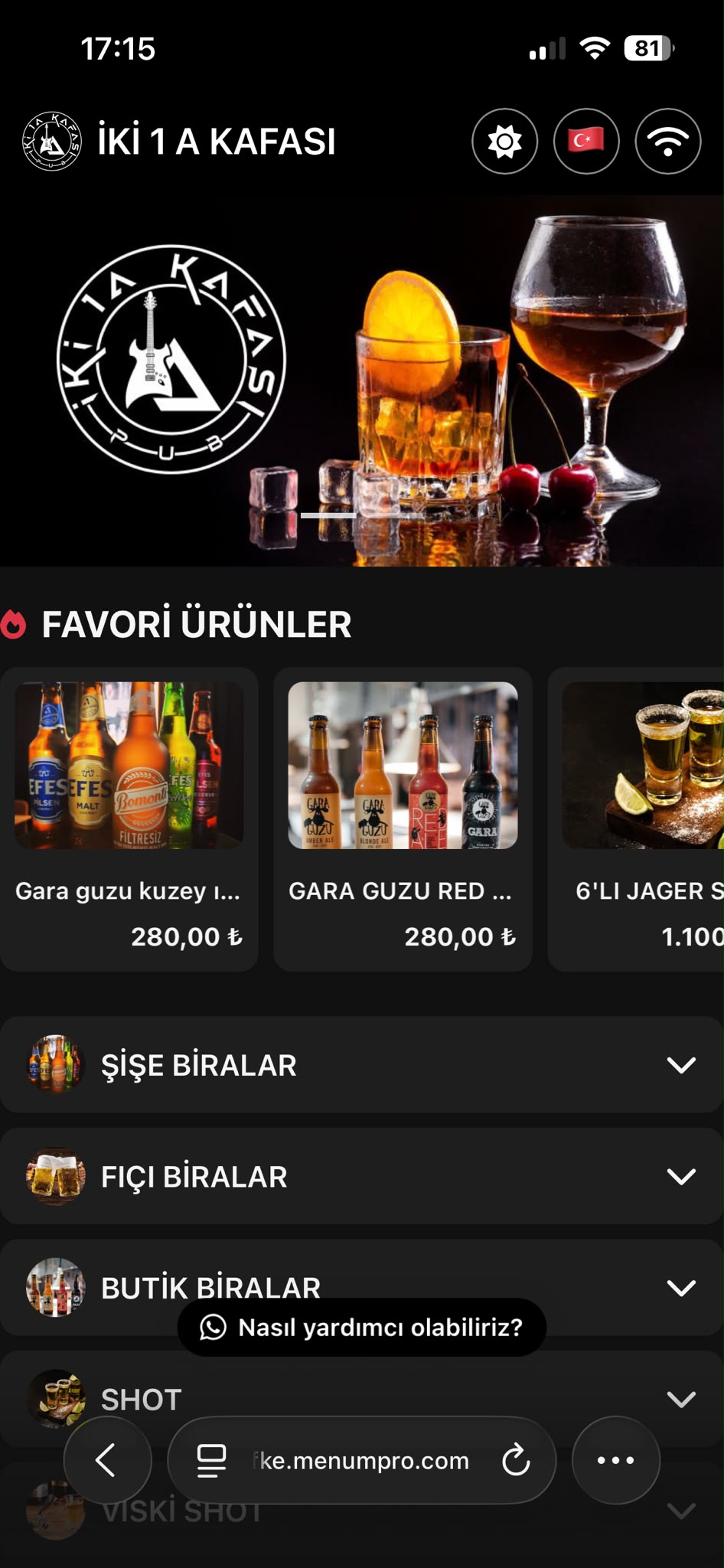 İKİ 1 A KAFASI Dijital QR Menü Tasarımı ve Örneği