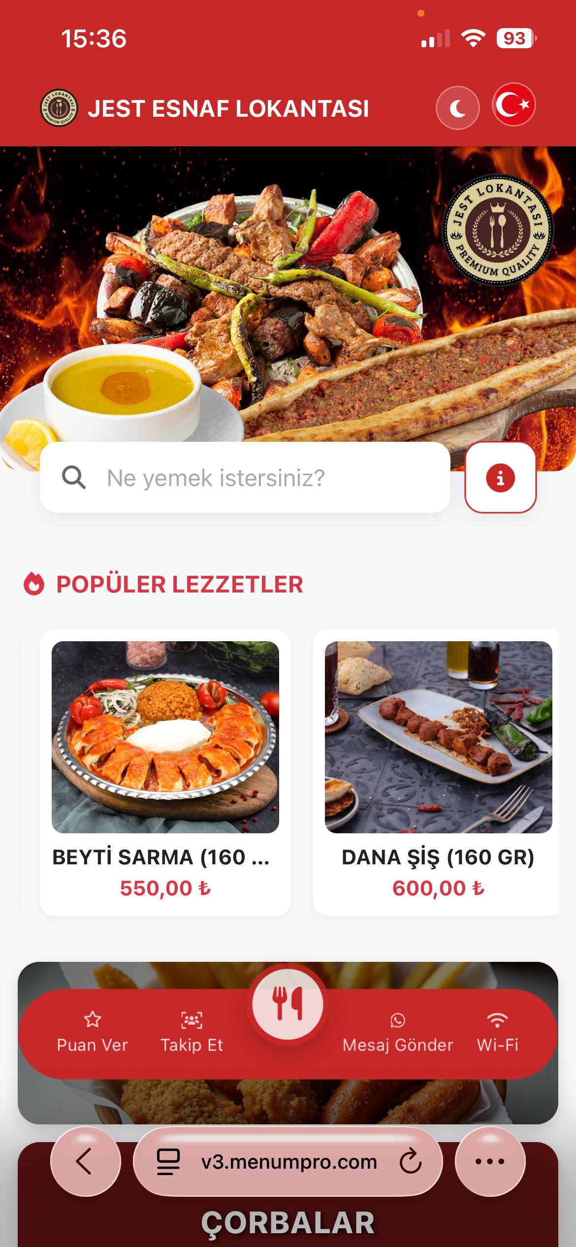 JEST LOKANTASI Dijital QR Menü Tasarımı ve Örneği
