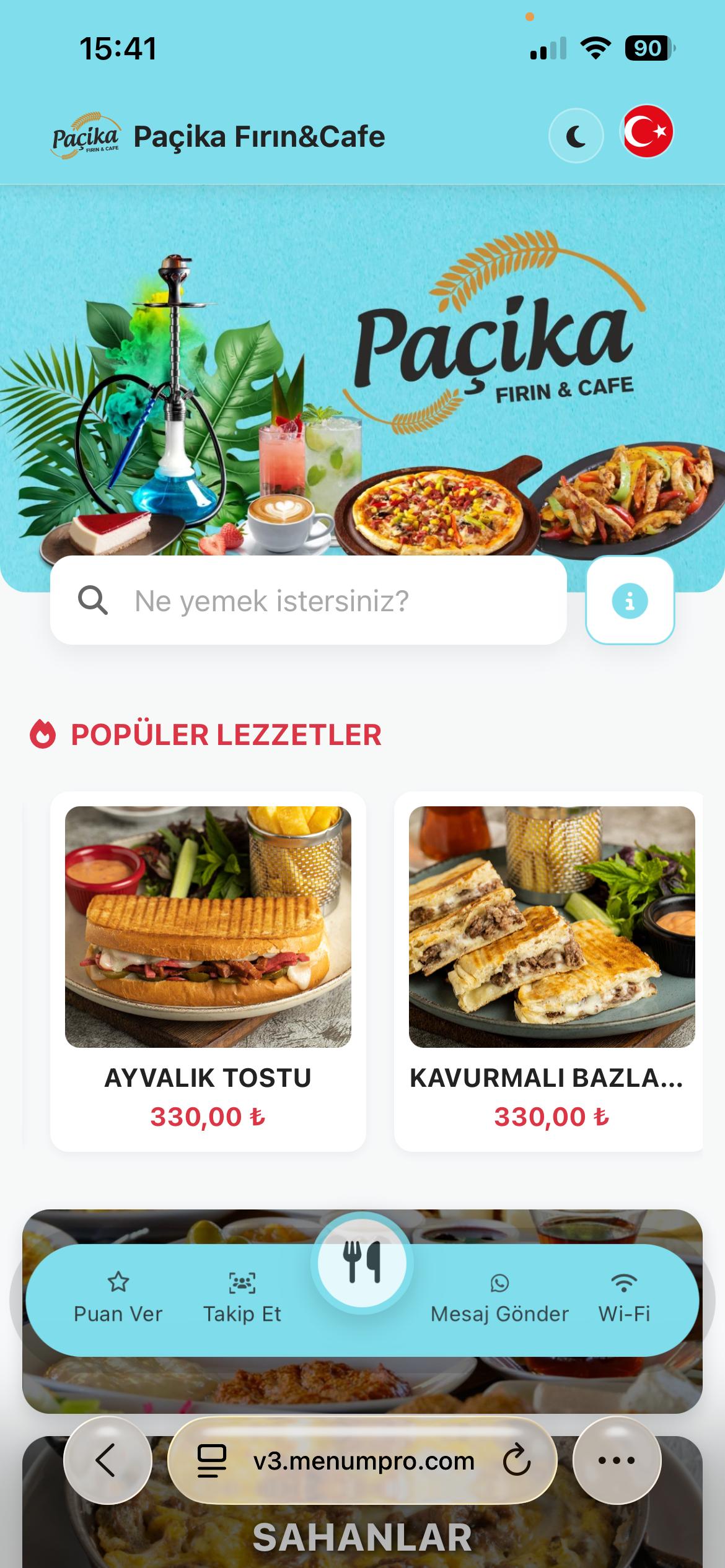 PAÇİKA Dijital QR Menü Tasarımı ve Örneği