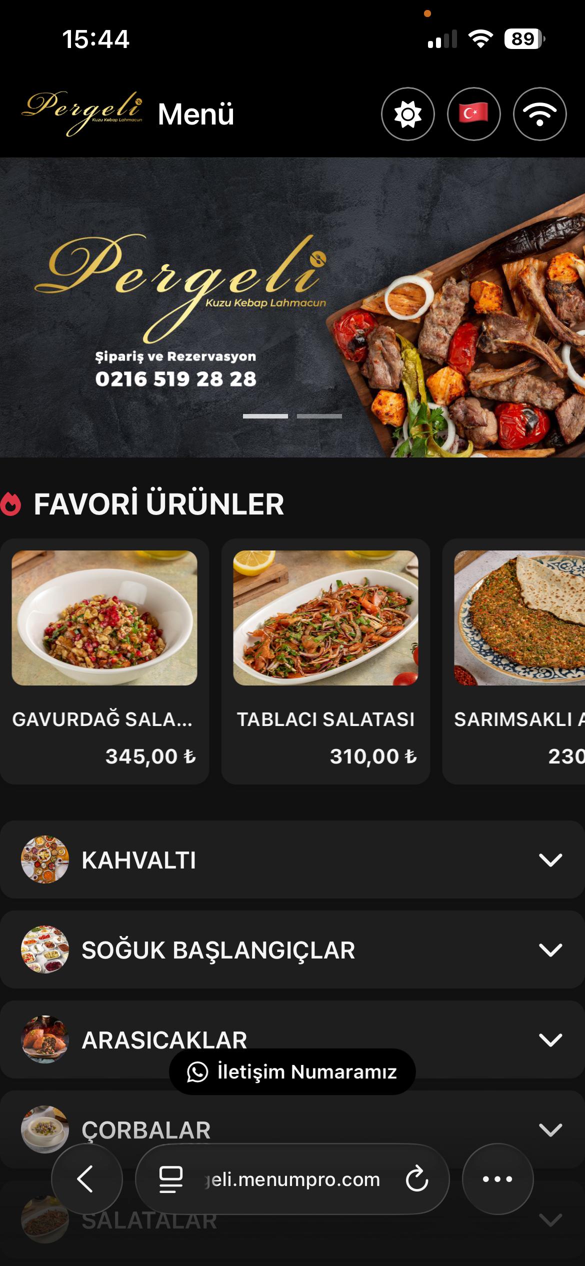 PERGELİ Dijital QR Menü Tasarımı ve Örneği