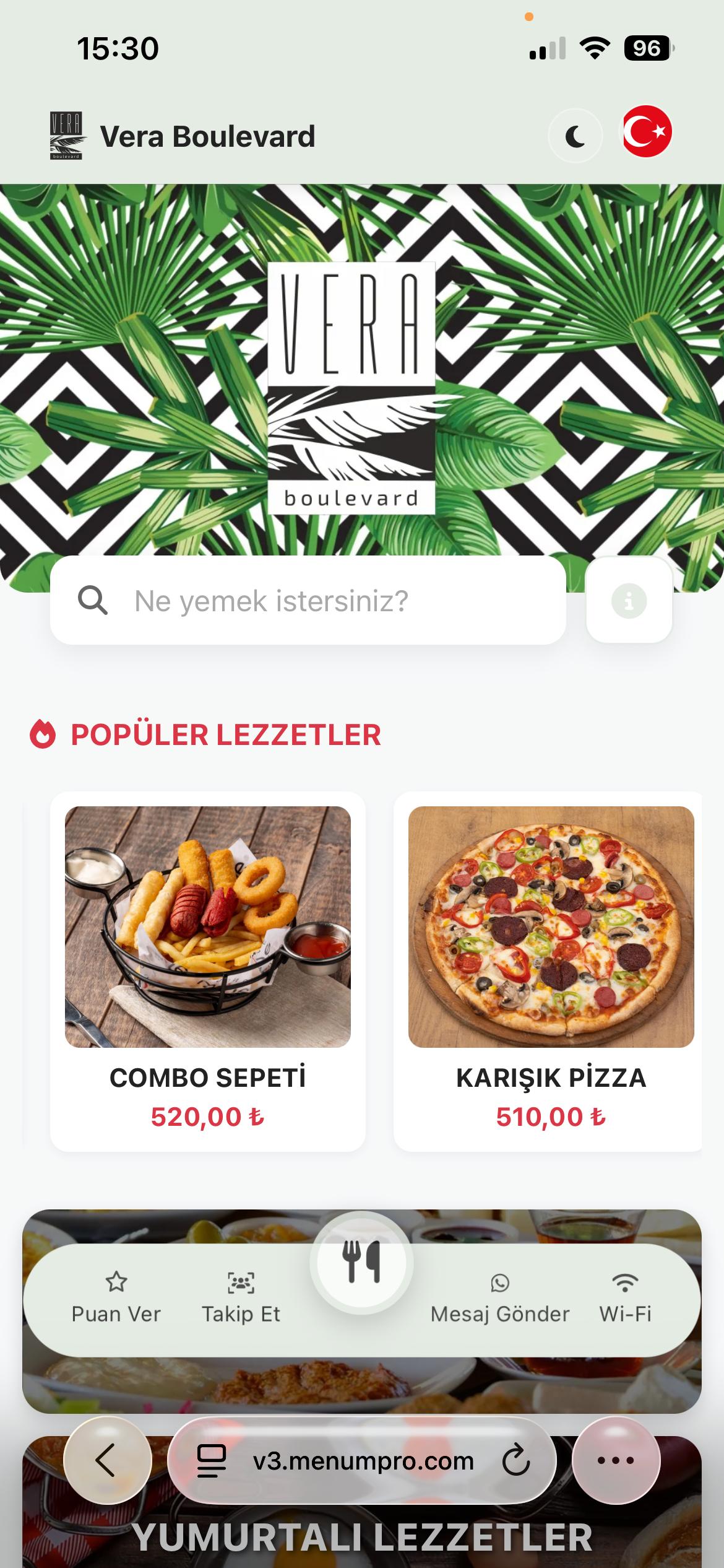 VERA Dijital QR Menü Tasarımı ve Örneği