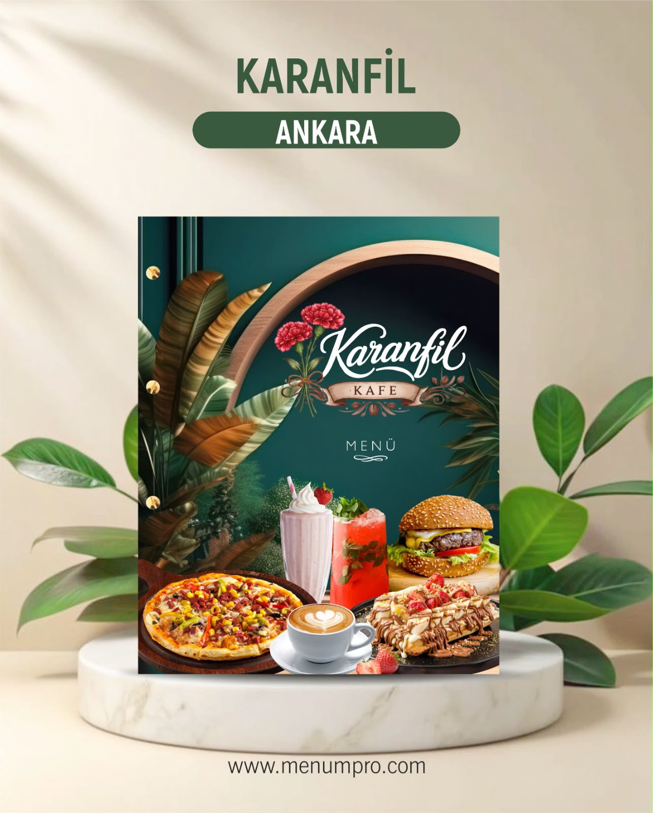 KARANFİL CAFE  kurumsal restoran cafe menü tasarımı ve baskısı