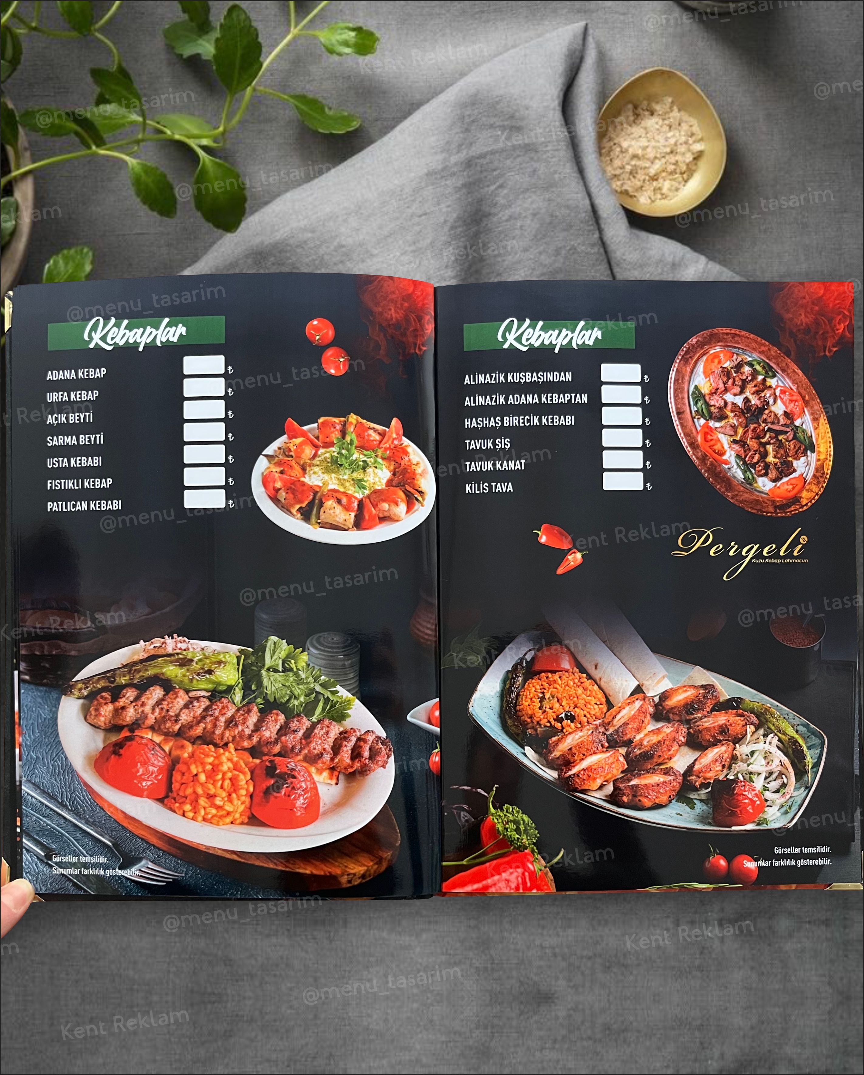 PERGELİ RESTORAN  kurumsal restoran cafe menü tasarımı ve baskısı